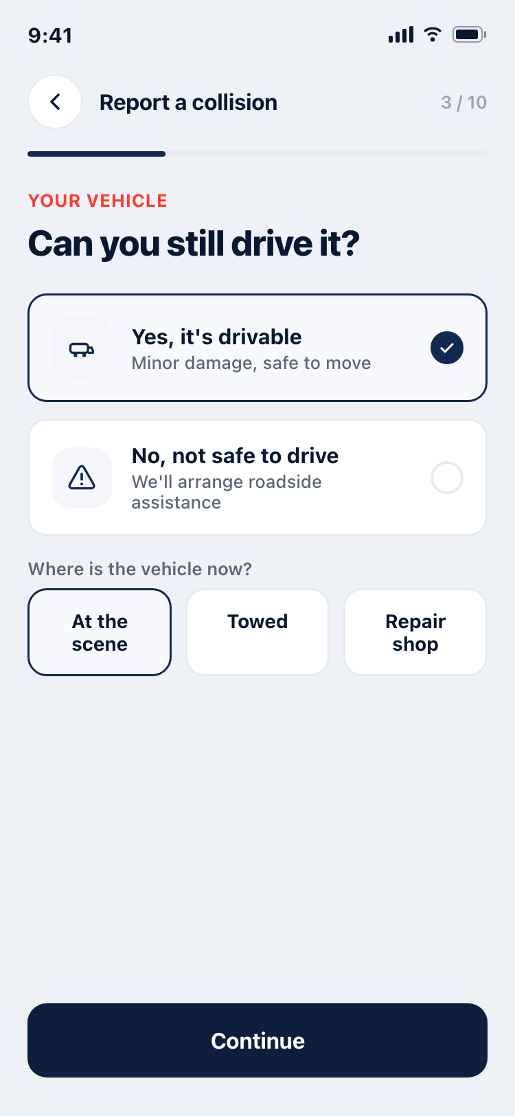 Vehicle status screen
