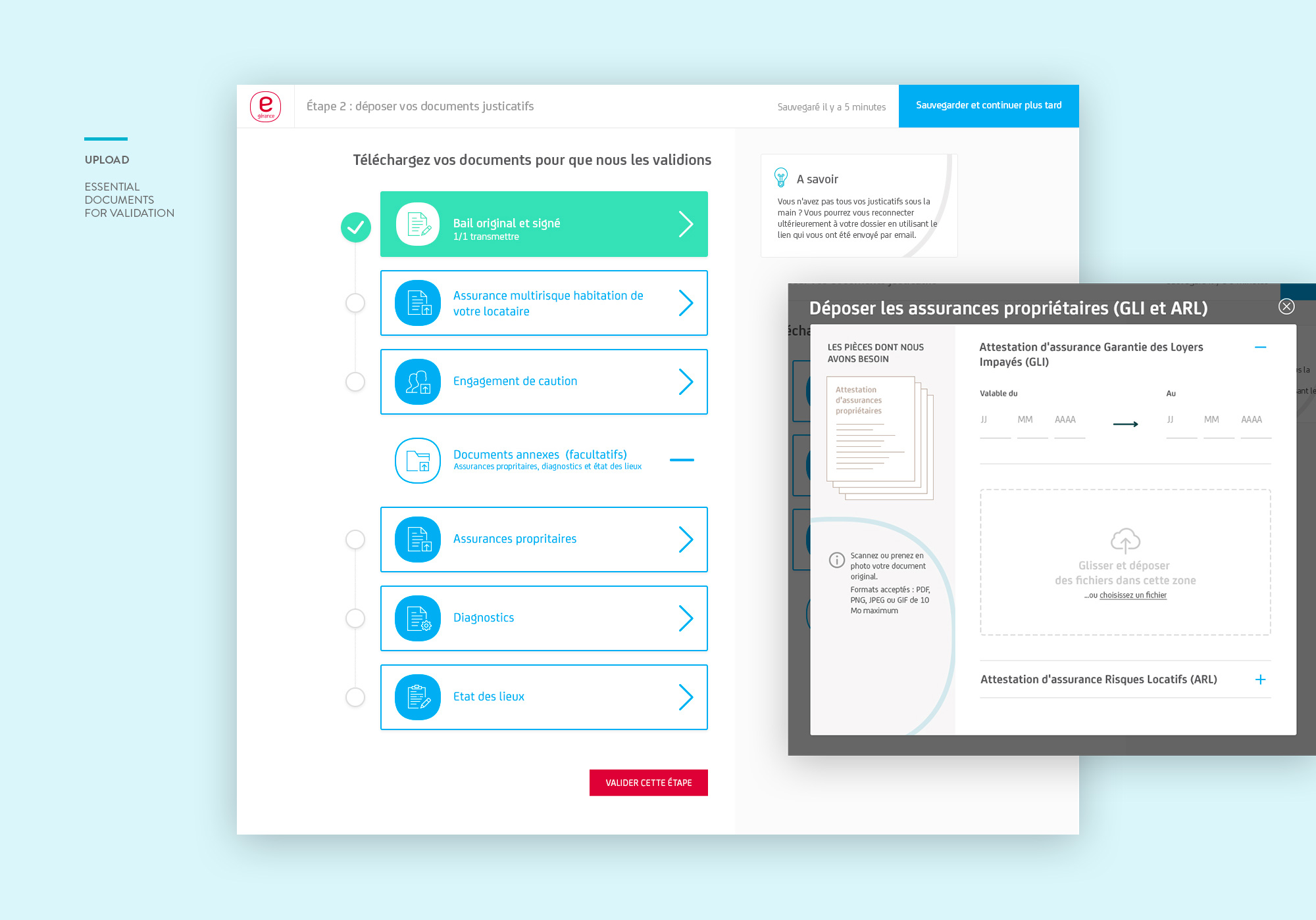 Document upload interface