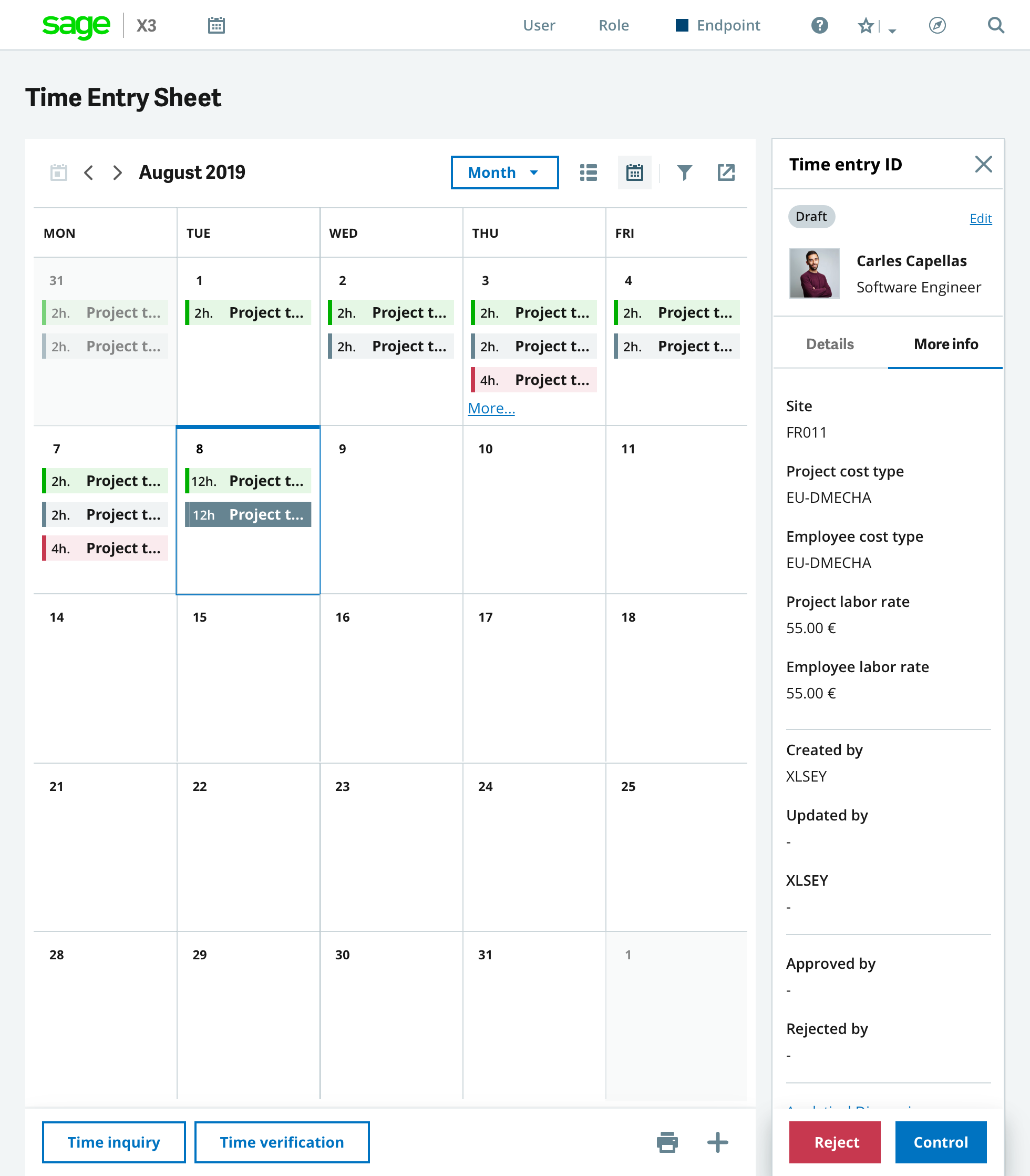 Calendar View for Time Entry